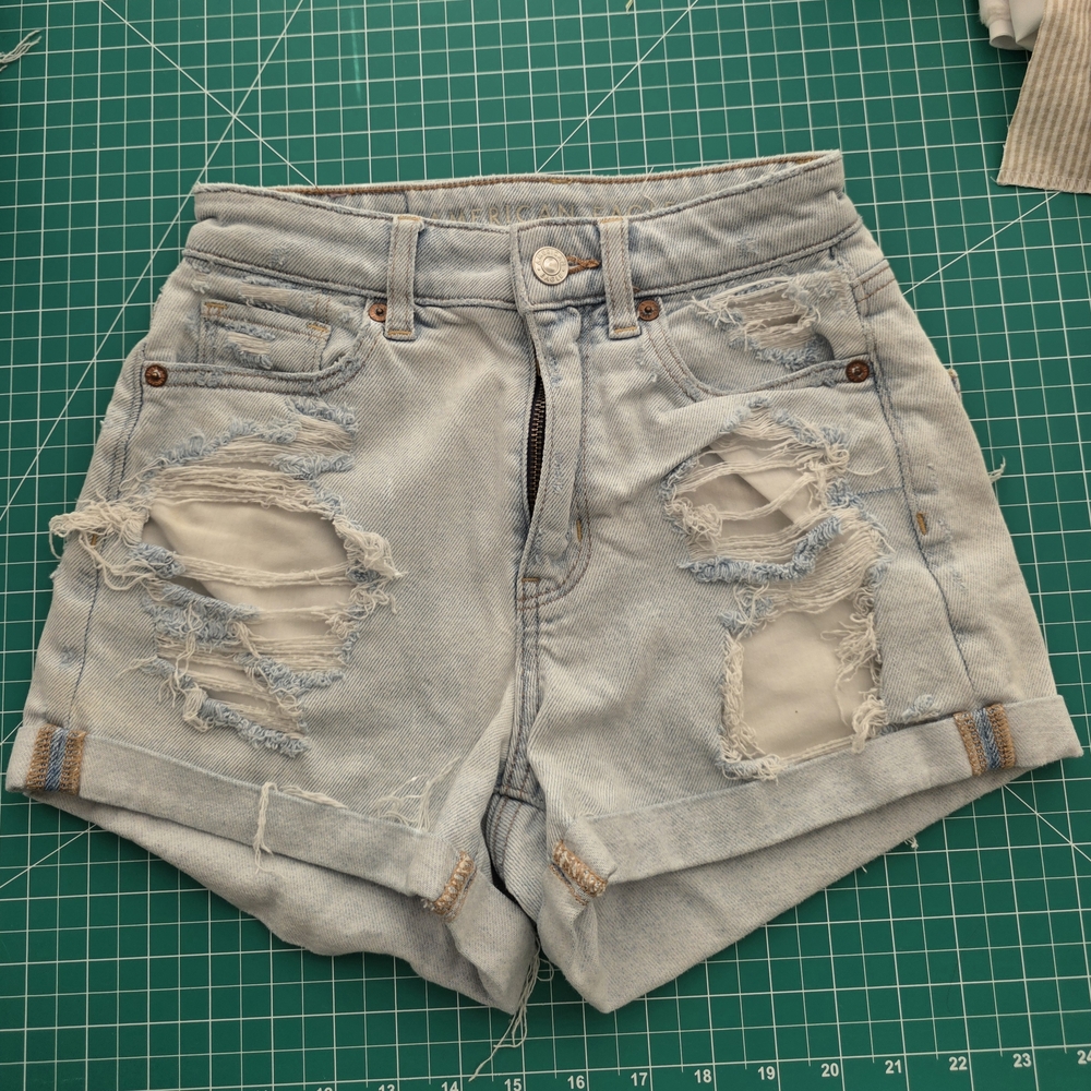 American Eagle Outfitters Light Blue Ripped Jean Shorts